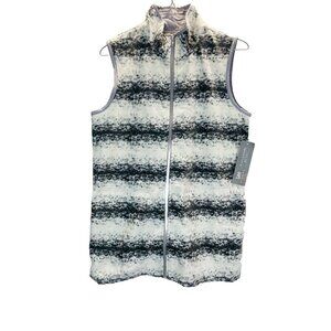 Lee Riders Vest Women's Small black and white striped Fleece Full Zip Sleeveless